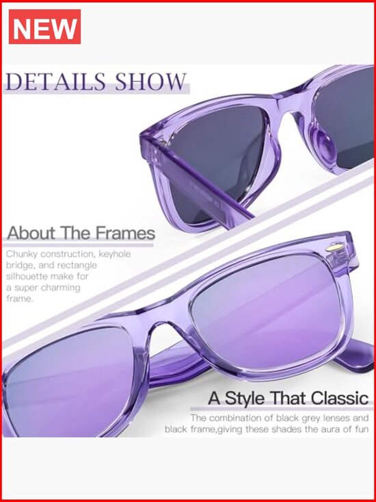 Polarized UV400 Mirrored Sunglasses for Women Men - Medium Fit Square Frame main image 4